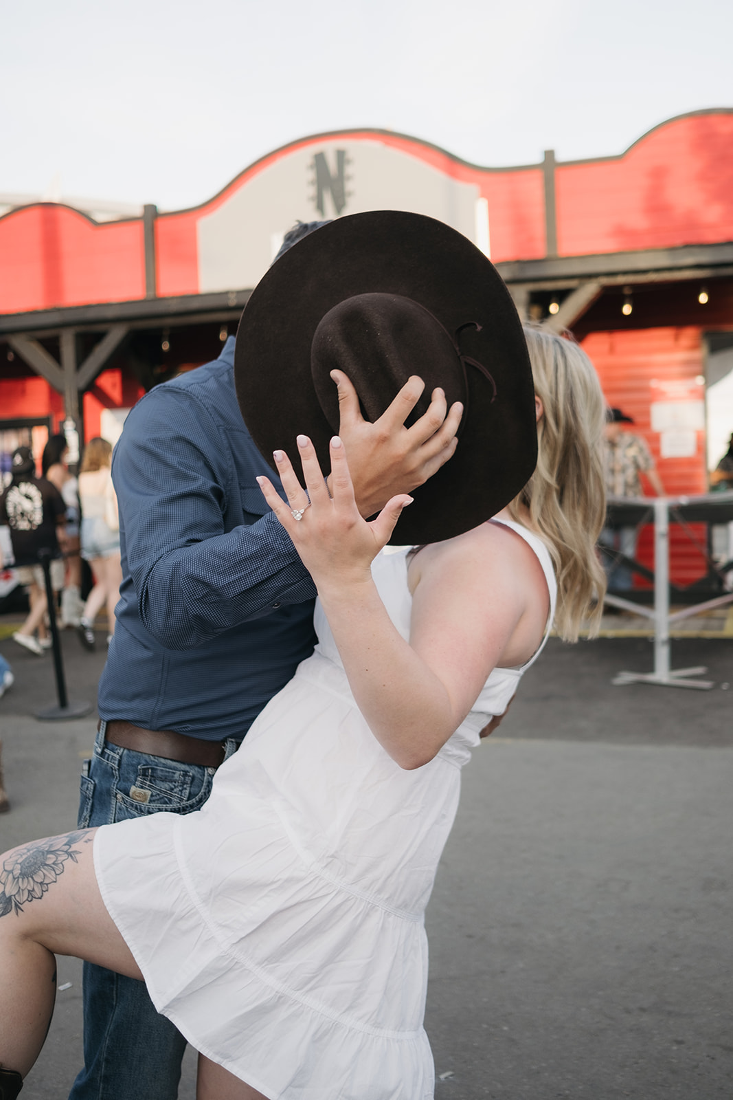 A dip kiss outside Nashville North